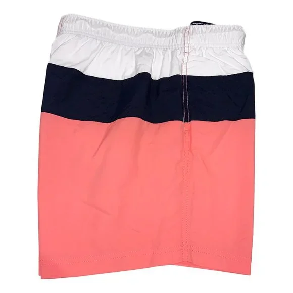 NWT NAUTICA MSRP $59.99 COLOR BLOCK BEACH SURF MEN'S PALE CORAL BOARD SHORTS